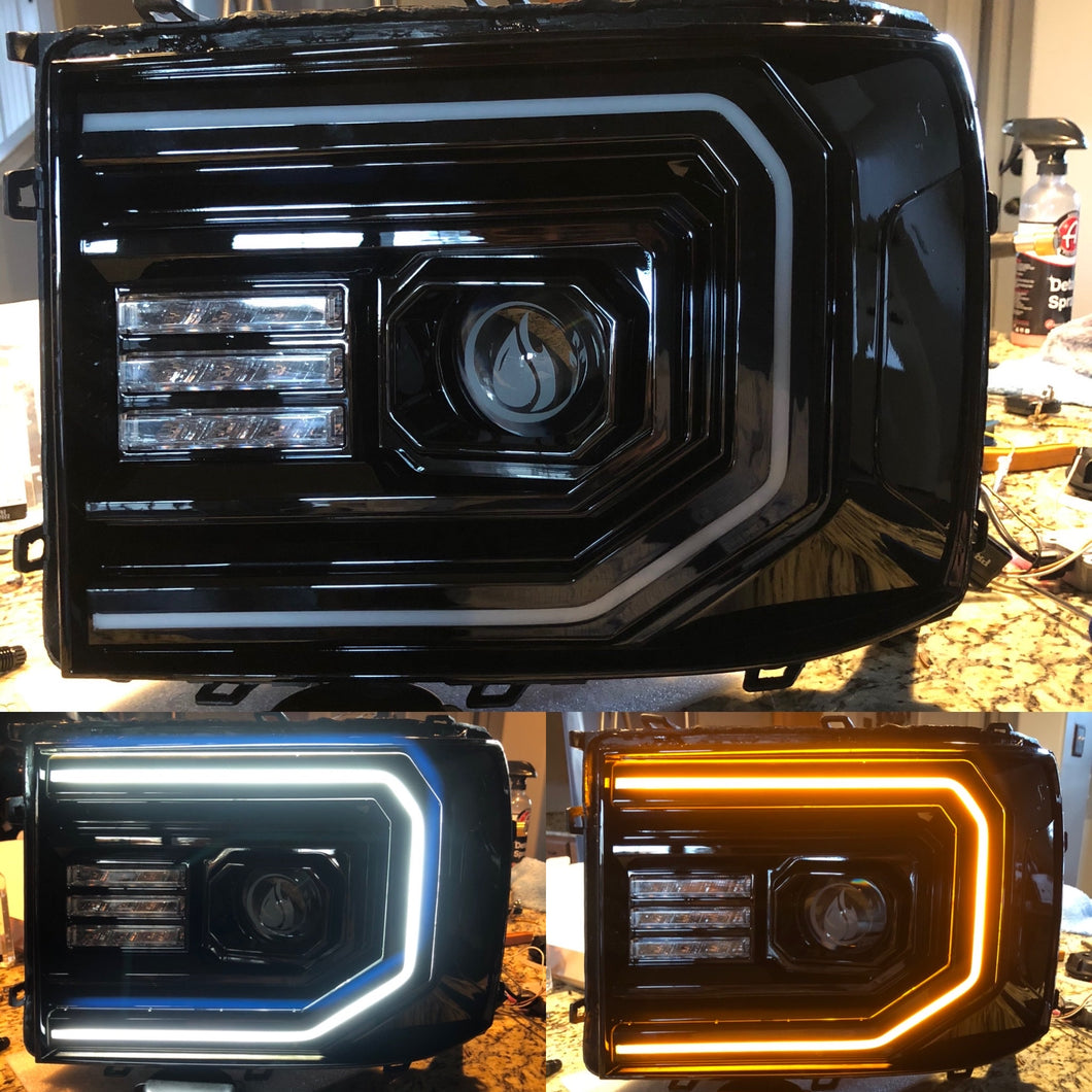 2007-2013 GMC Sierra LED Headlights Colormatched Pre-Built
